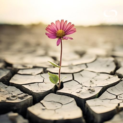 una flor en un campo seco